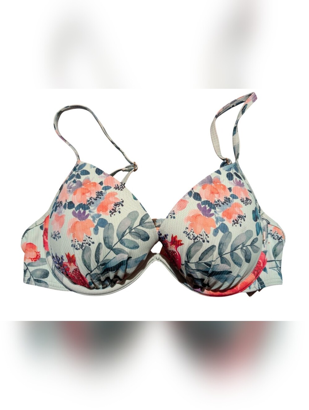 La Vie En Rose Floral Swim Bra in Lighr Green, Blue & Green